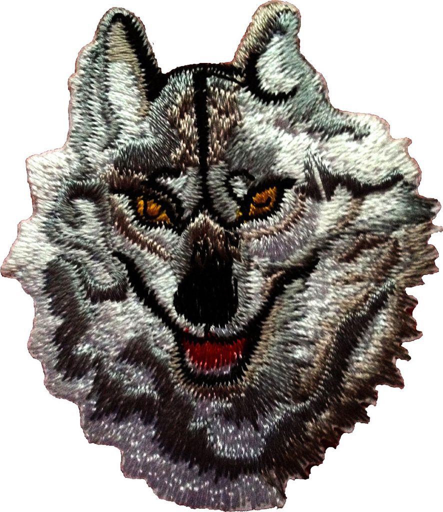 Wolf Tier - Aufnäher, Bügelbild, Aufbügler, Applikationen, Patches, Flicken, Zum Aufbügeln, Größe: 5,5 x 6,5 cm
