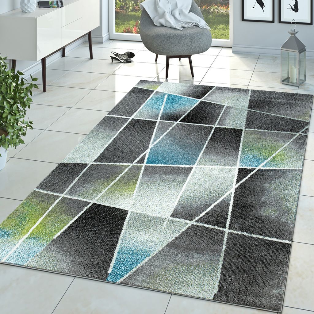 Mit Farbverlauf In Blau Designer-Teppich Kurzflor-Teppich Für Wohnzimmer 