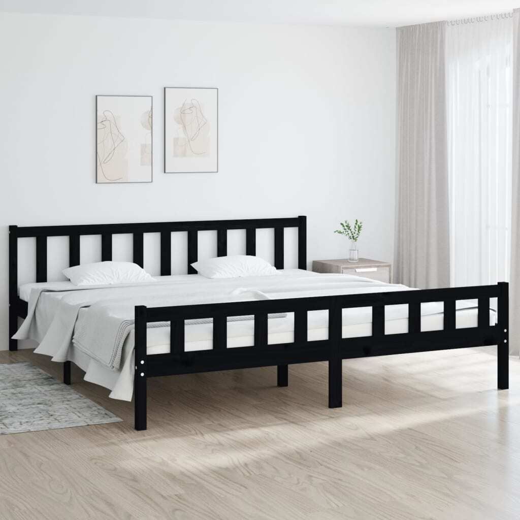 Maison Exclusive - Massivholzbett Schwarz 160x200 cm