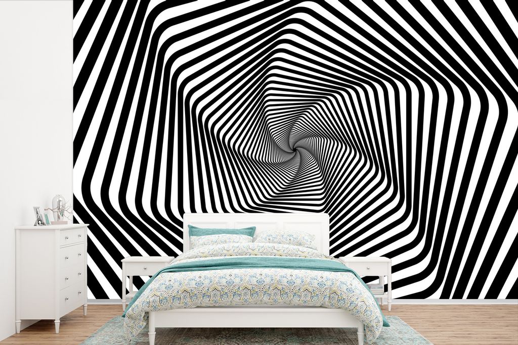 MuchoWow Fototapete für Wohnzimmer oder Schlafzimmer Wandtapete Vinyl Motivtapete Optische Täuschung Spirale - 525x350 cm - Das Hintergrundbild