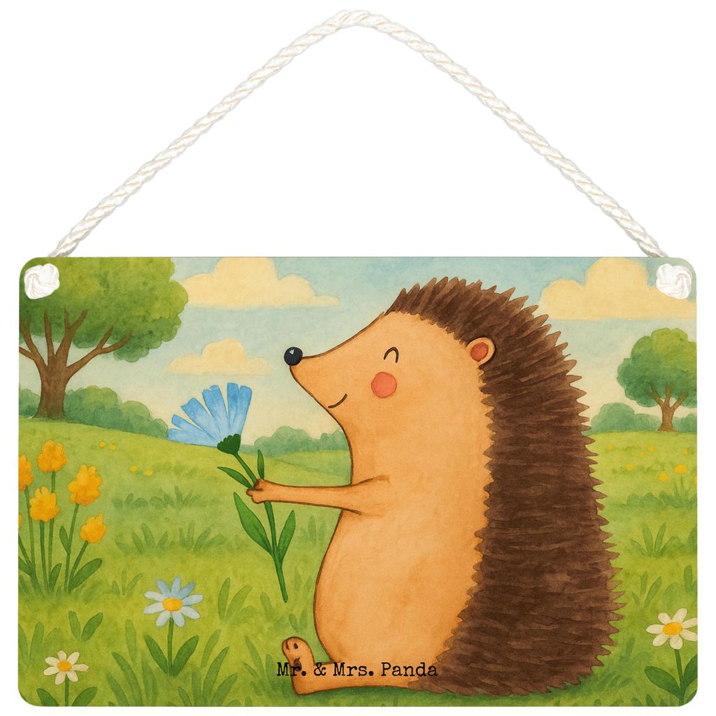 Mr. & Mrs. Panda Deko Schild Igel Blumen Design DIN A6 - Weiß - Geschenk, Besuch, kleine aufmerksamkeit, Krankenhaus, Krankheit, holzbild, Gute Be...