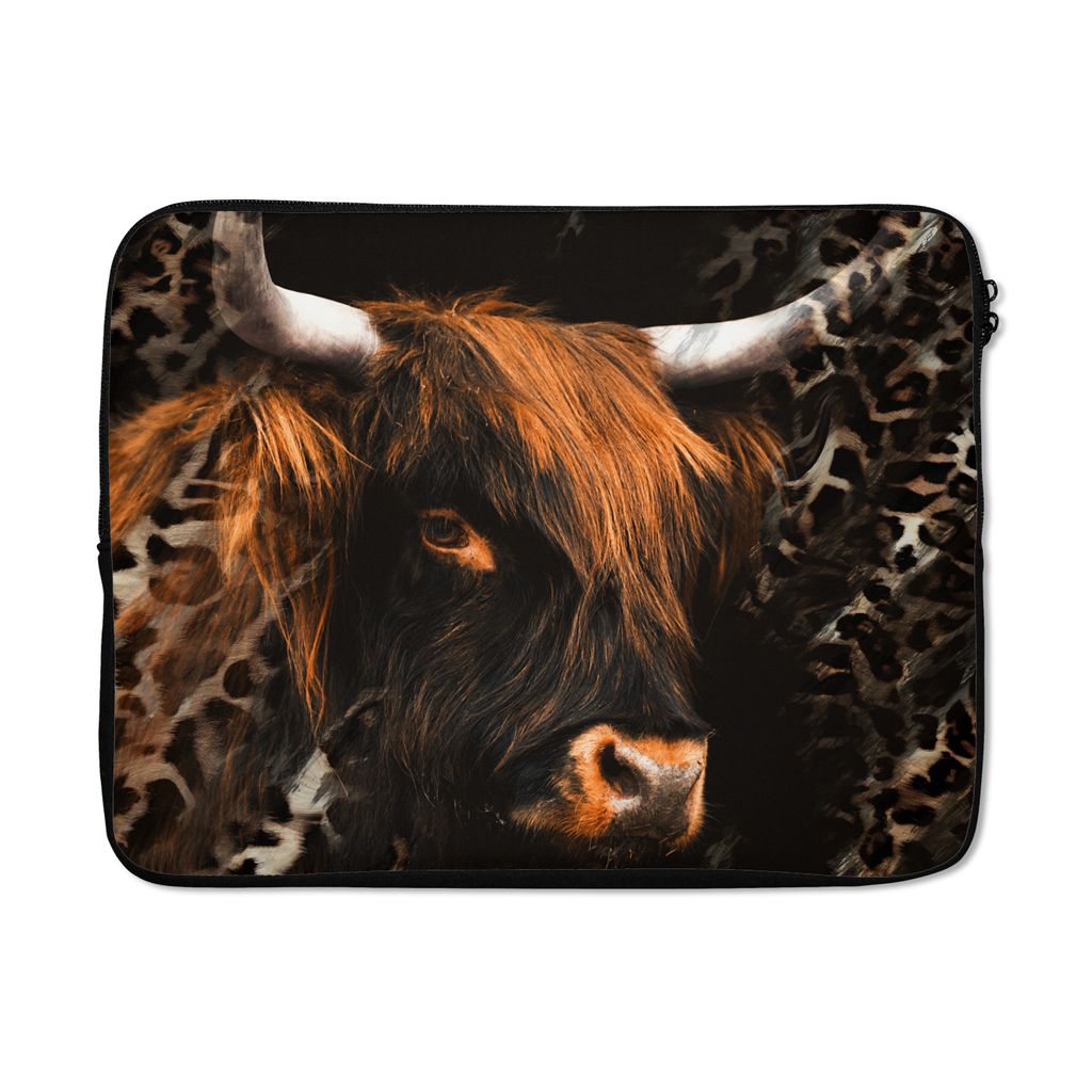 MuchoWow Laptop Hülle 15 Zoll Schottischer Highlander - Pelz - Pantherdruck Laptoptasche - Laptoptasche - Sleeve - Rundum-Schutz