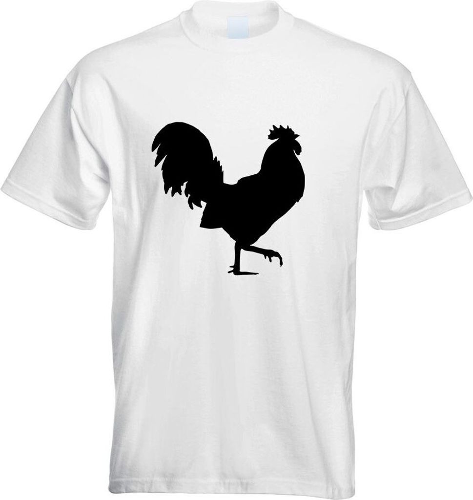 Kiwistar - T-Shirt - Weiss - Hahn - Gockel - Huhn Motiv Bedruckt Funshirt Design Print - mit Motiv Bedruckt - Funshirt Design - Sport - Freizeit - ...
