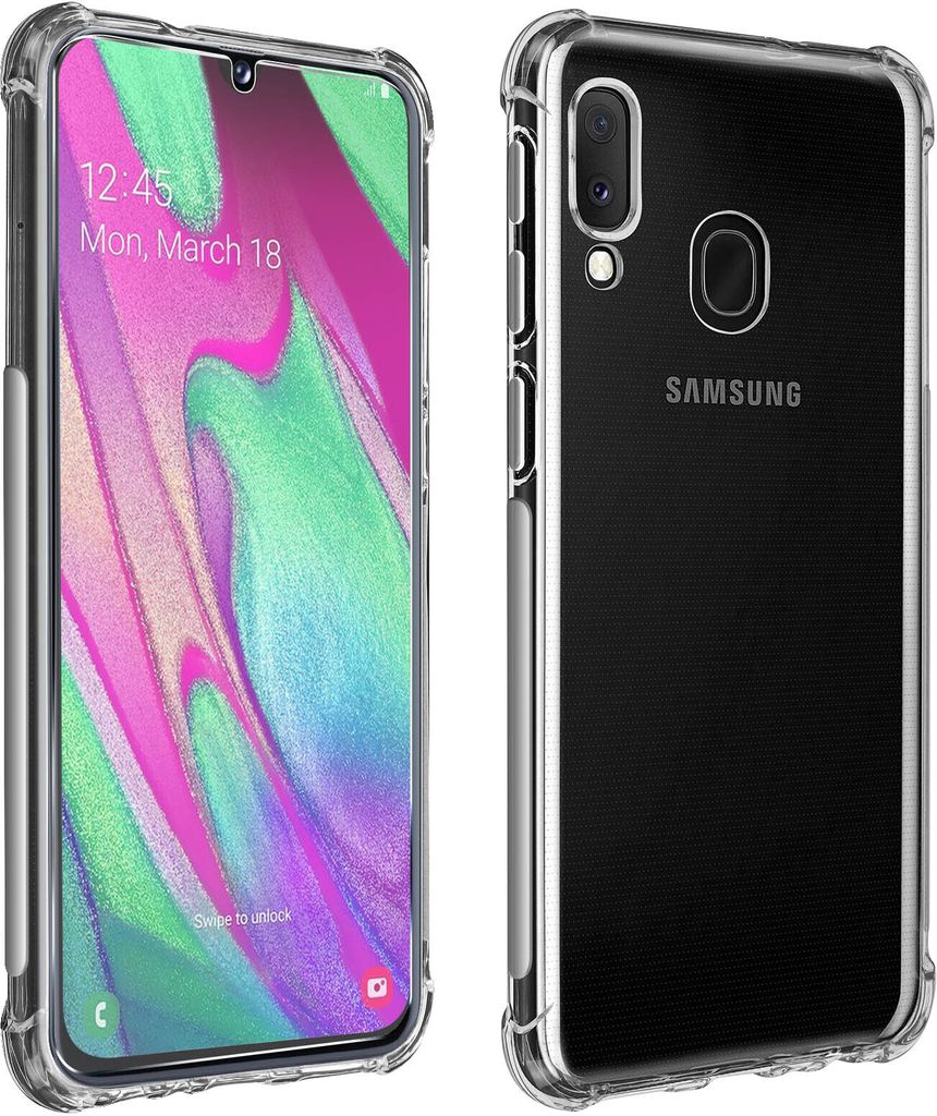 Avizar, Premium Schutz-Set Galaxy A40 Schutzhülle + 9H Displayschutzfolie, Transparent