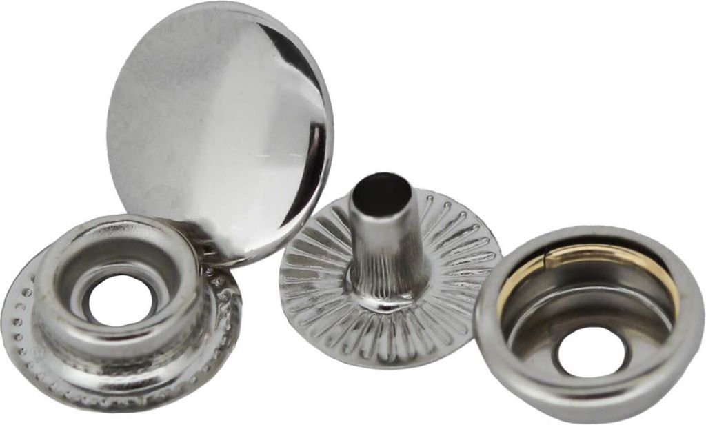Druckknopf rostfrei 50er Set rund Verschlüsse Schnappknopf Metall Größen- /Farbwahl, Farbe:silber | Ring-Feder, Größe:15mm