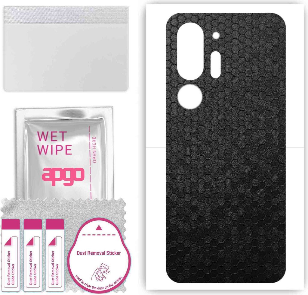 apgo Rückseite Schutzfolie, Skin, kompatibel mit HTC U24 Pro, Hinten Displayschutzfolie aus Vinylfolie, kratzfest, einfache Montage - Schwarze Hon...