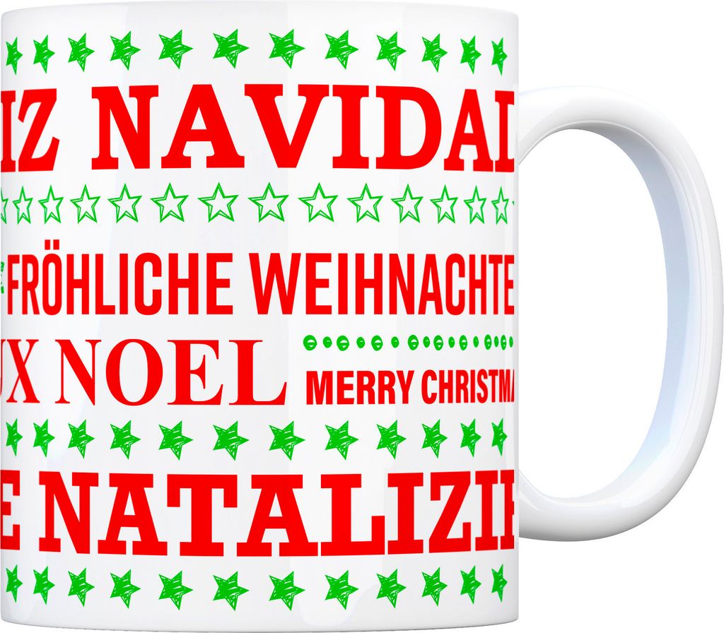 Kaffeebecher mit Spruch: Fröhliche Weihnachten Kaffeetasse Tasse
