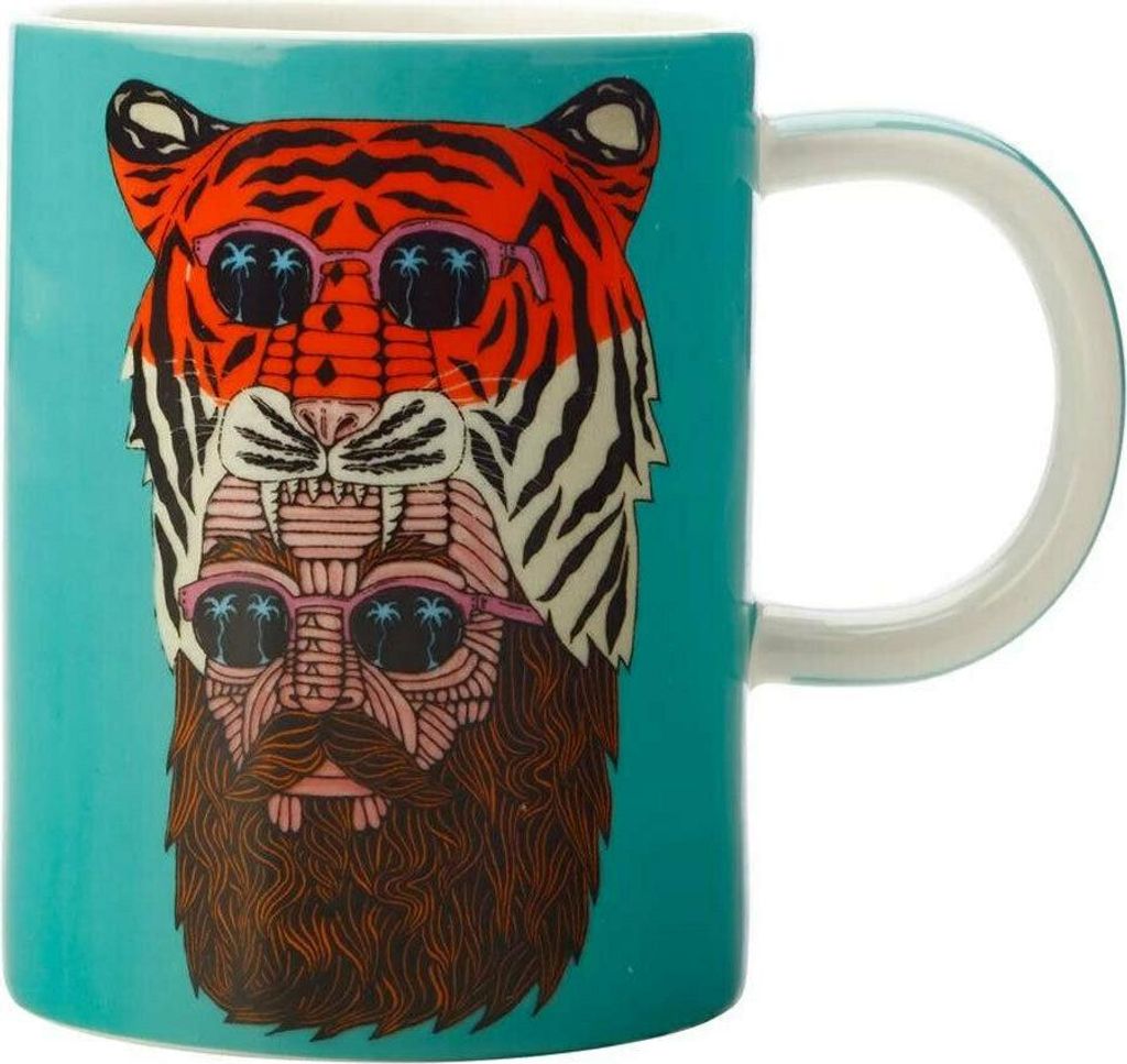 Maxwell & Williams DX0706 MULGA Becher Tiger Man (Tiger & Mann), Porzellan, in Geschenkbox