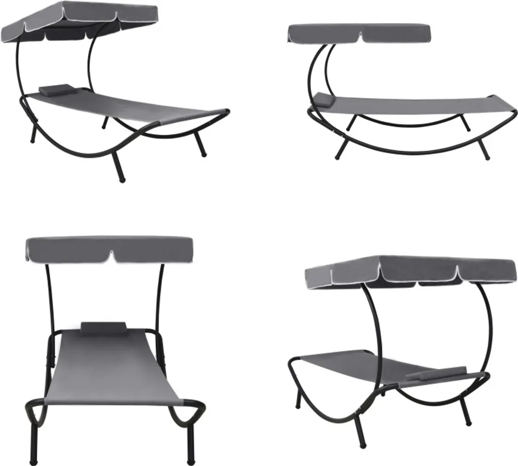 vidaXL Lettino da Giardino con Tettuccio Grigio | Comfort Relax Outdoor