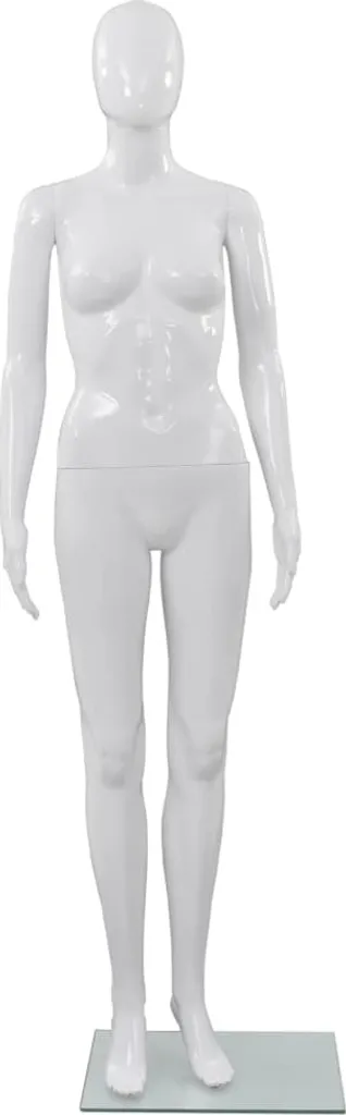 vidaXL Mannequin féminin blanc 175 cm avec socle en verre de sécurité