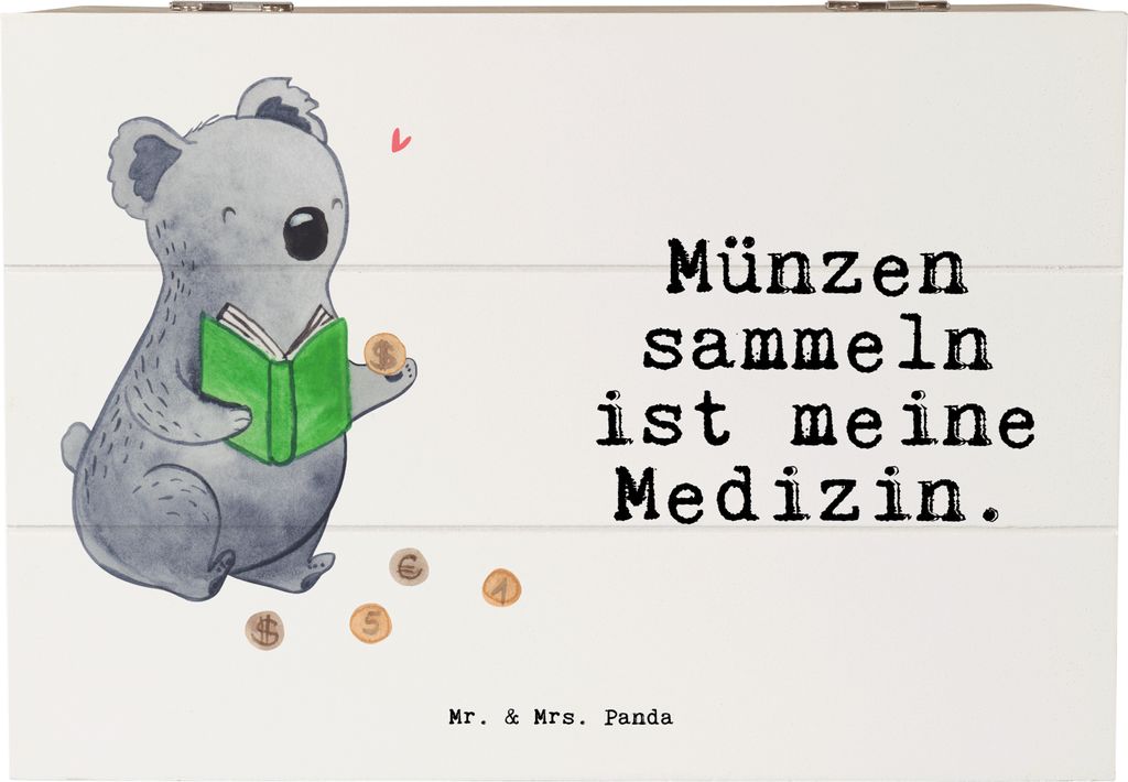 Mr. & Mrs. Panda truhe holz Koala Münzen sammeln 22 x 15 cm - Weiß - Geschenk, Schatzkiste, aus Aller Welt, schmuckkiste, fotobox, Holzkiste, Ges...