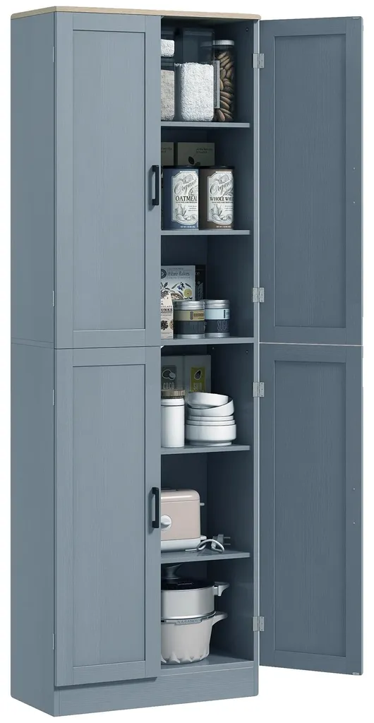 Buffet de cuisine gris clair avec étagères modulables pour rangement