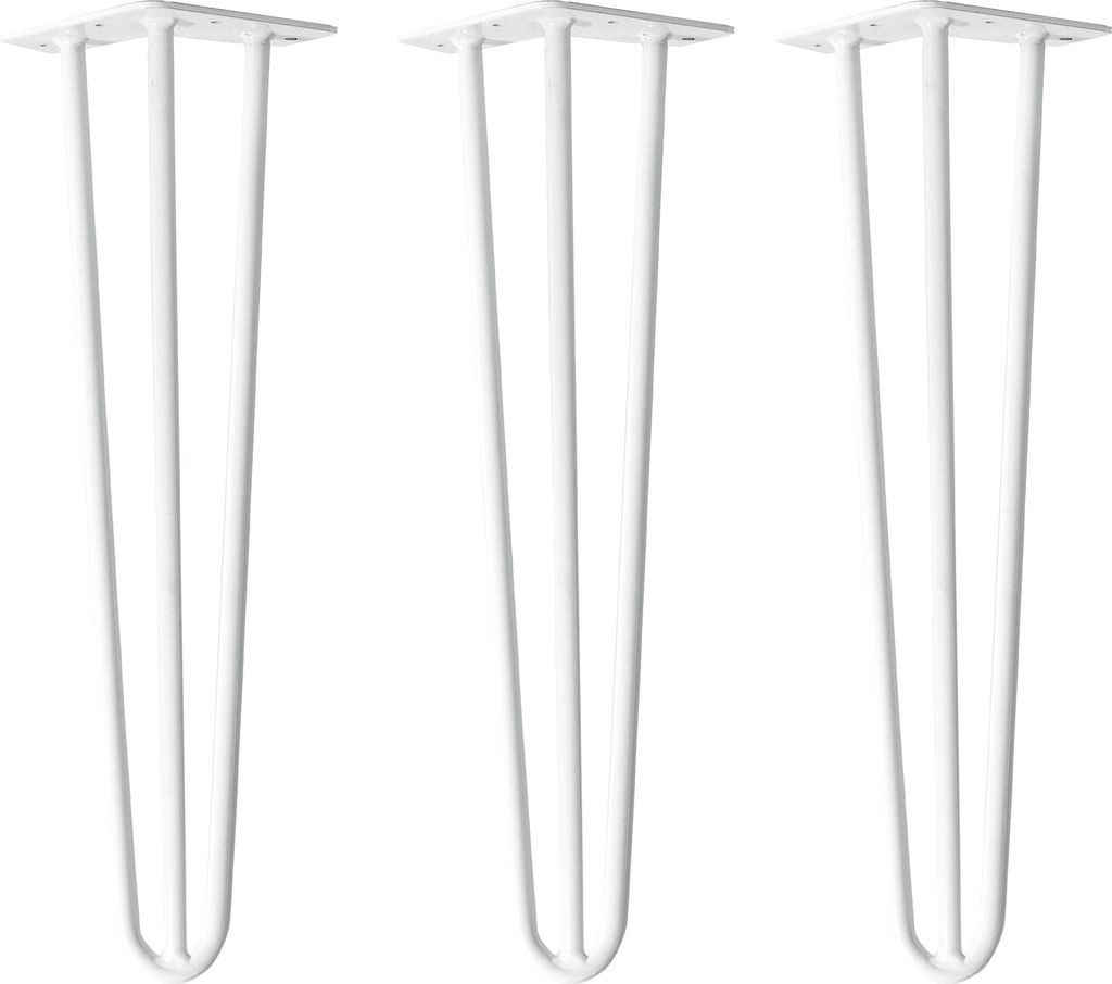 Natural Goods Berlin HAIRPIN Legs, Haarnadelbeine, Möbelfüße, Tischbeine, Weiß, 45 cm, 3 Streben, 3 Stück