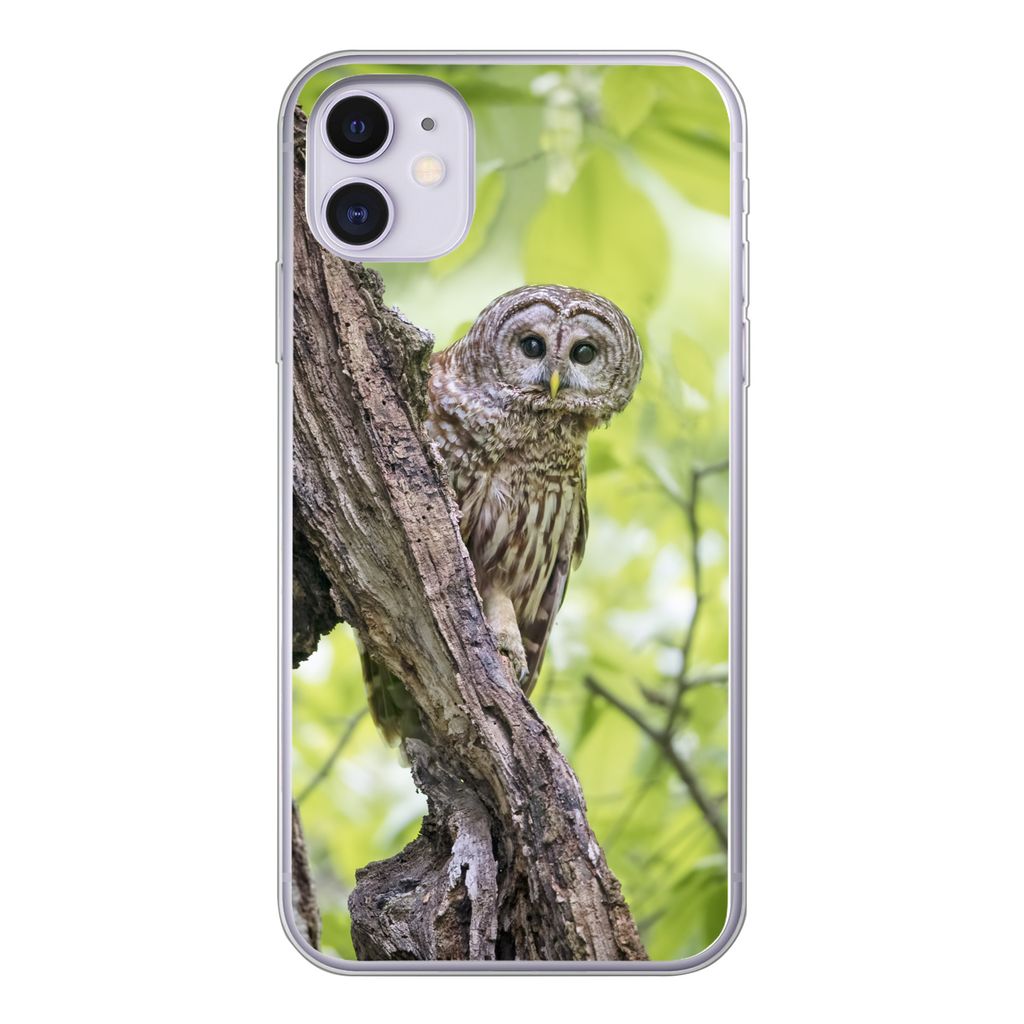 MuchoWow Handyhülle Schutzhülle Hülle für iPhone 11 Eule - Wald - Licht Silikon Softcase Handy Hülle - Handytasche