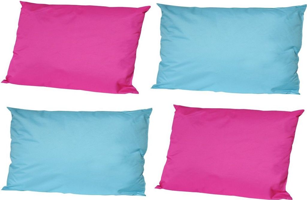 JACK 4x Outdoor Lounge Kissen 30x50cm viele Farben Dekokissen inkl. Füllung Wasserfest Sitzkissen Garten Stuhl, Farbe:2x Hellblau - 2x Pink
