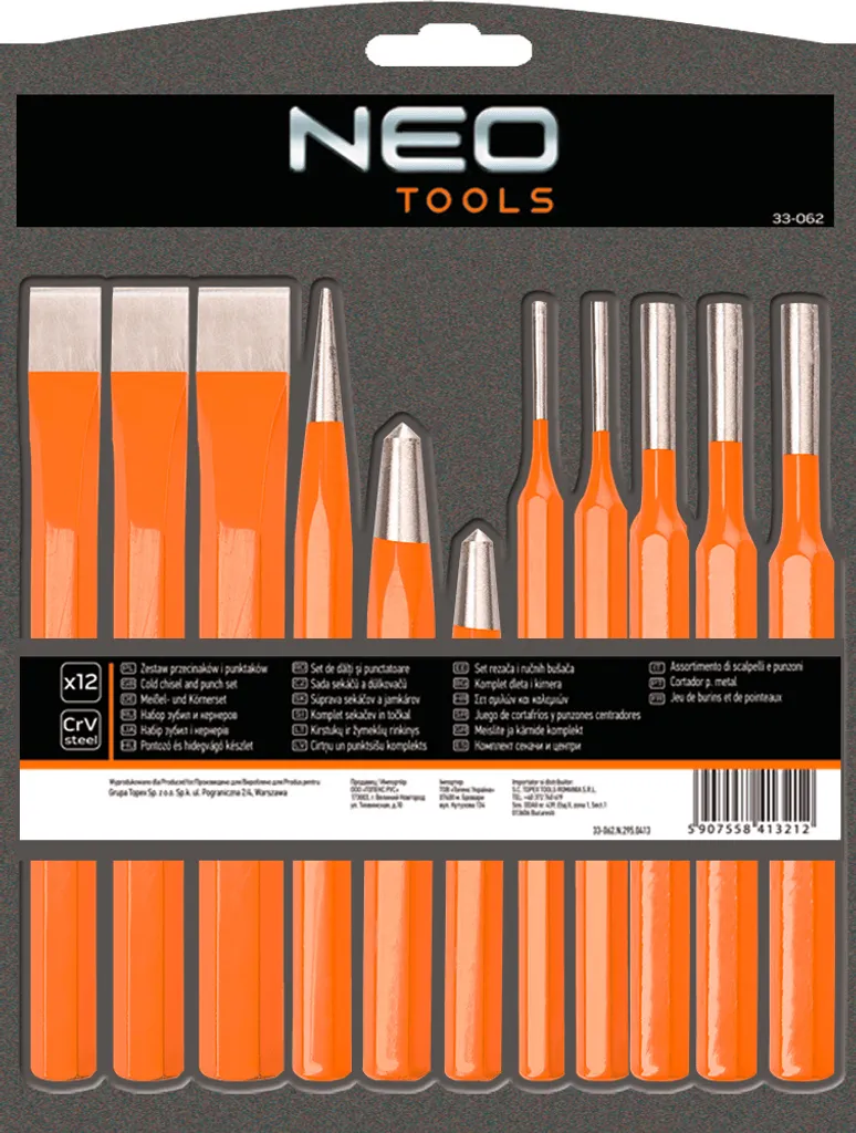 Set de forets et burins NEO TOOLS 12 pcs en chrome-vanadium durable - 2