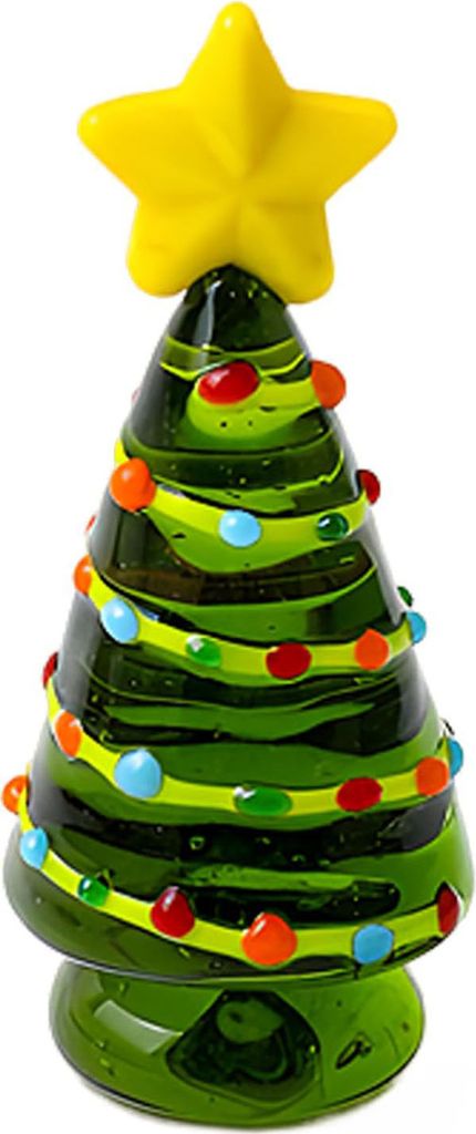 Christbaumschmuck aus Glas, handgefertigt, grün/rot, Weihnachtsbaumschmuck, Glasfigur für Zuhause, Tisch, Kaminsims, Dekor C