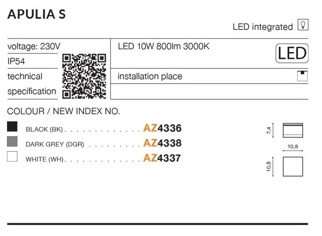 Spot LED 10W étanche APULIA S AZ4338 Azzardo éclairage saillie