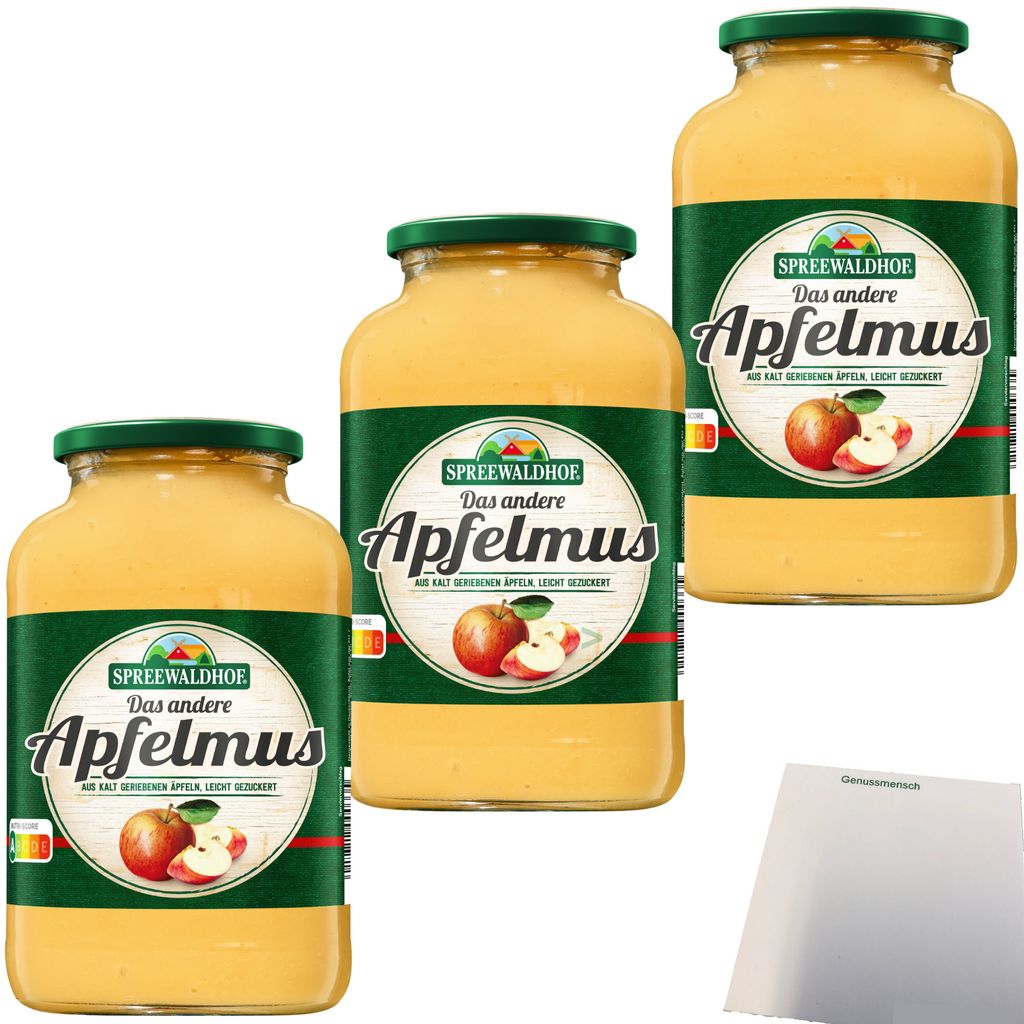 Spreewaldhof Das andere Apfelmus 3er Pack (3x700g Glas) + usy Block
