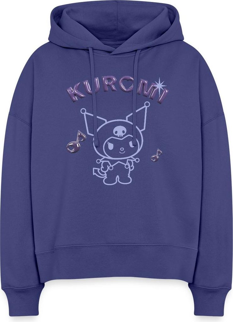 Spreadshirt Kuromi Outline Mit Chrome Schriftzug Frauen Boxy Organic Hoodie, L, Dämmerung