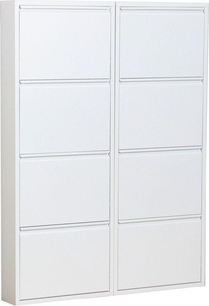 Pisa Schuhschrank mit 8 Klappen/ Türen in Metall weiss. Produktbild 