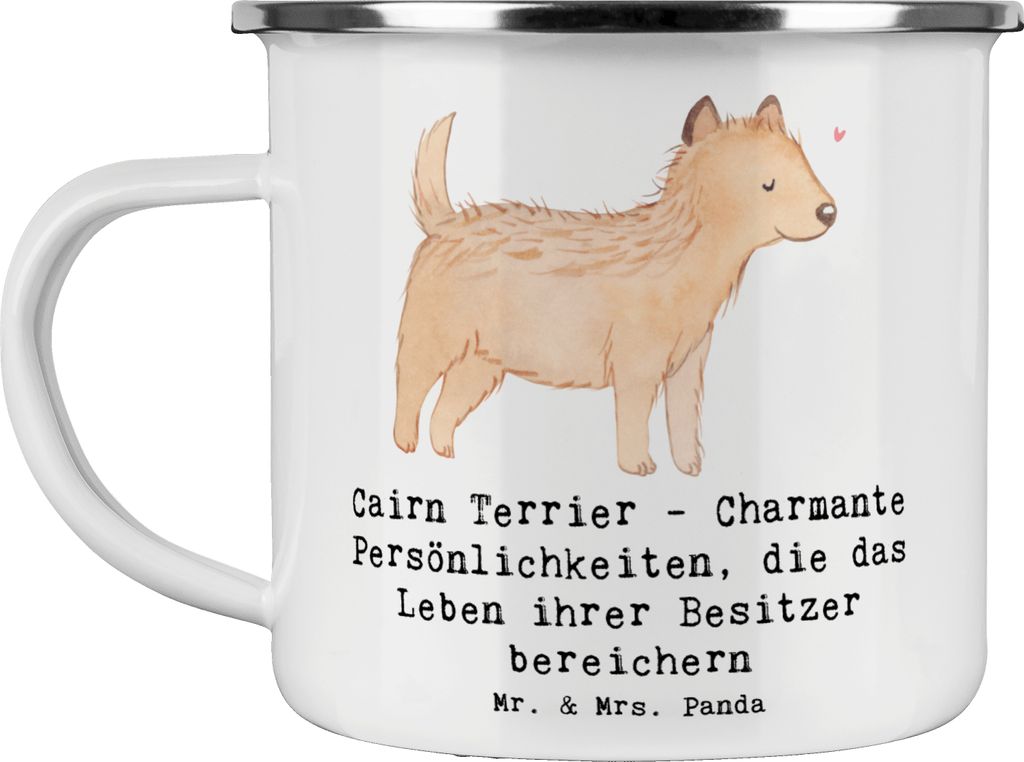 Mr. & Mrs. Panda Haferl Cairn Terrier - Weiß - Geschenk, lebhaft, Hunderasse, Hunderassen, Beschreibung, Pott, neugierig, Emaille Tasse, becher, C...