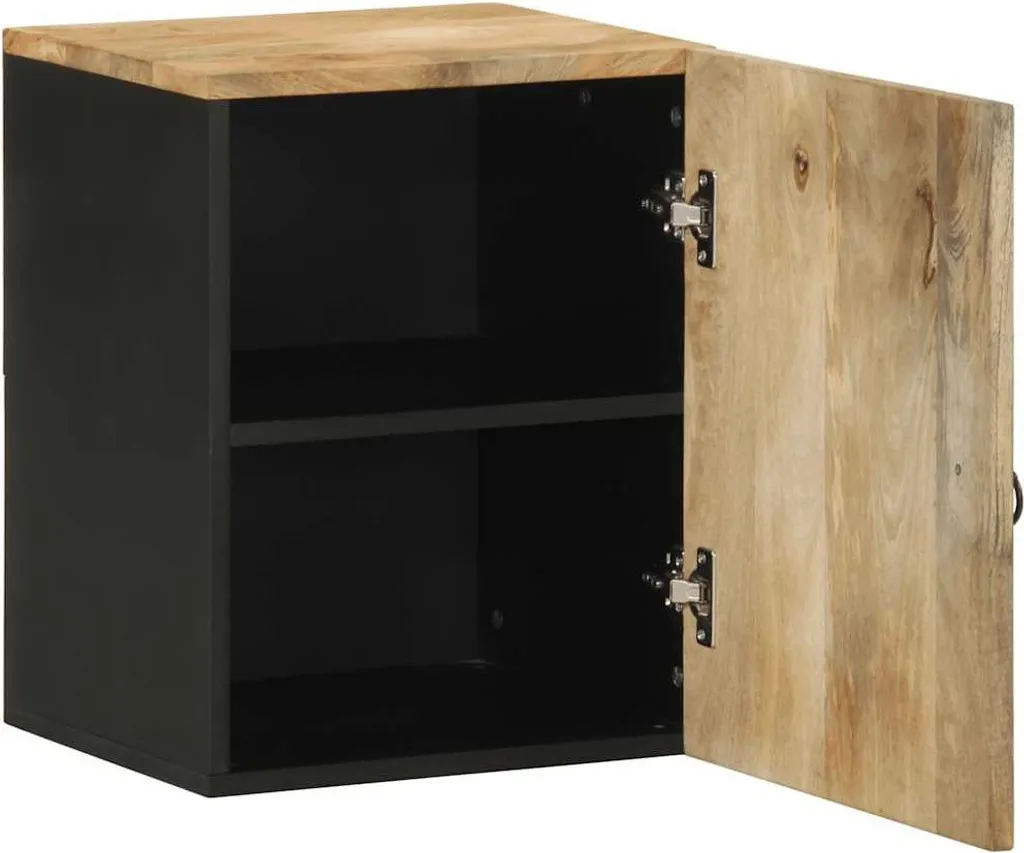 vidaXL Armoire Suspendue Salle de Bain Noire 38x33,5x48 cm Bois de Mangue