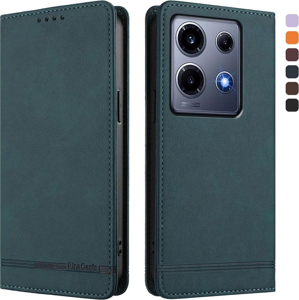 Hülle für Infinix Note 30 VIP, Retro Kunstleder Ständer Klapphülle mit Kartenfächer und Magnetische Grün