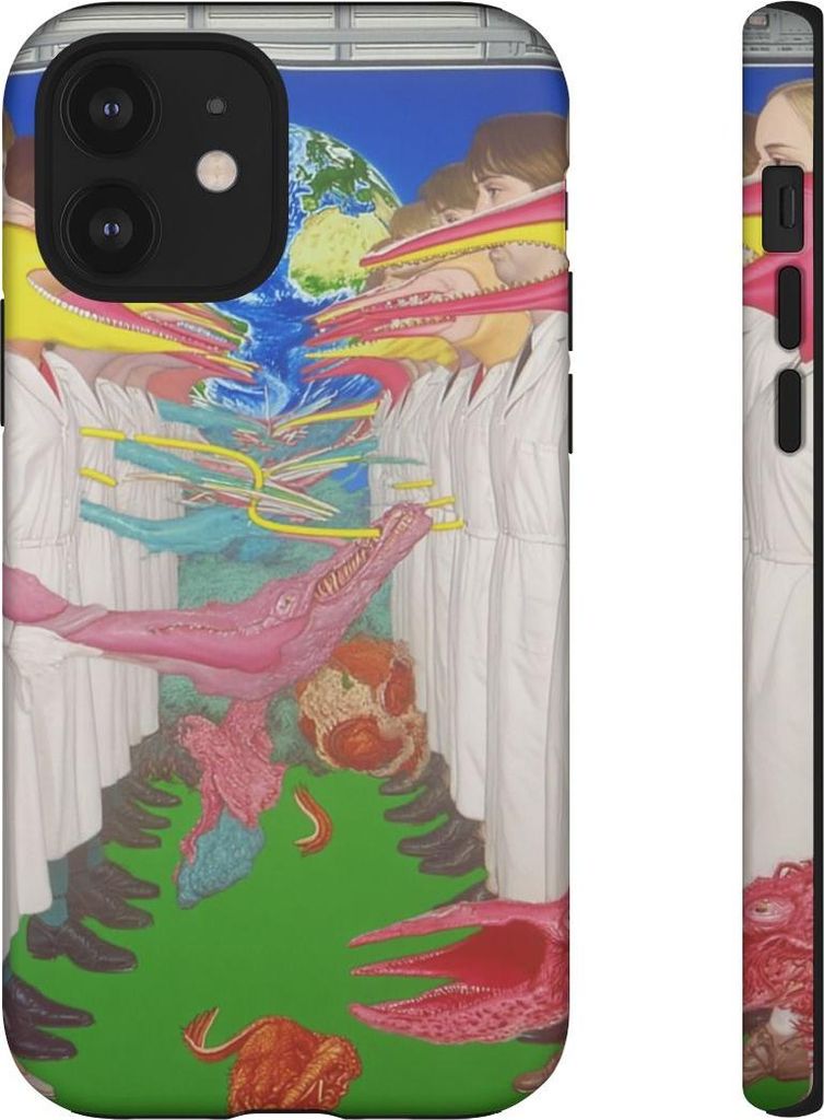 Surreale Gestalten mit länglichen Gesichtern und Erdmotiv – Hülle Kompatibel mit iPhone 12