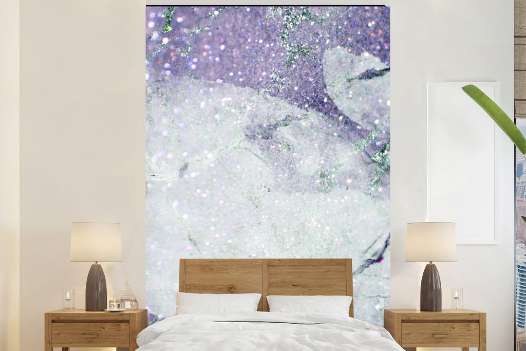 MuchoWow Fototapete für Wohnzimmer oder Schlafzimmer Wandtapete Vinyl Motivtapete Marmor - Adern - Grün - 170x260 cm - Wohnzimmertapete