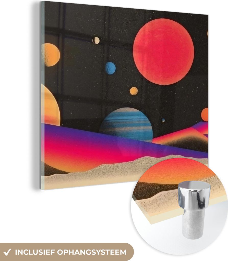 MuchoWow Glasbilder - Bilder auf Wandbild - Foto auf Glas Himmel - Planeten - Leuchtend bunt 40x40 cm Wanddekoration aus Glas - Acrylglasbild - Acr...