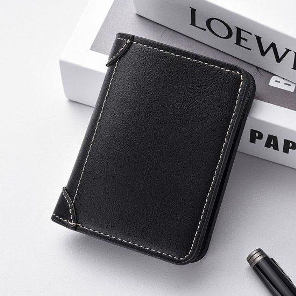 Männer Premium-Kreditkartenetui, kurze Form, schwarz, 11,1 x 8 x 1,2 CM