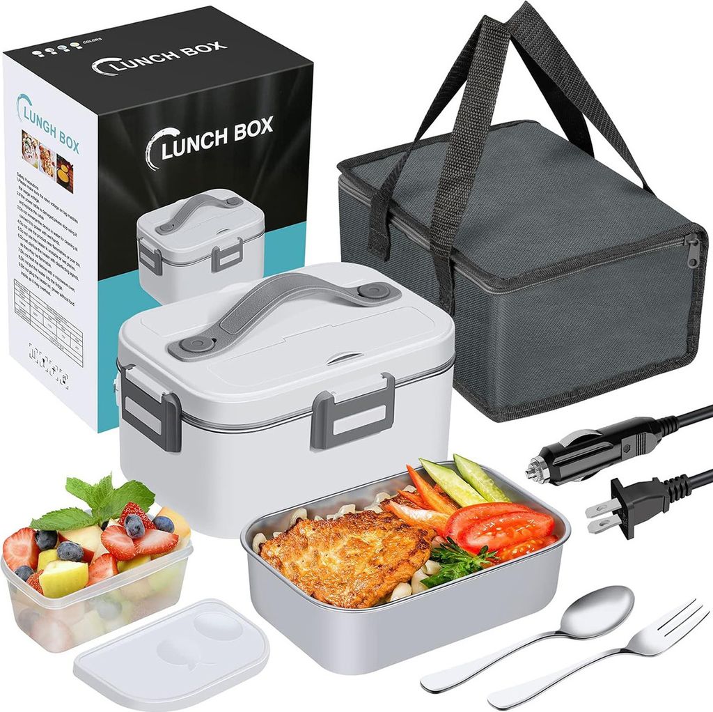 Erwachsener elektrischer Lunch Box -1.8L tragbarer Nahrungsmittelheizer mit doppelten Behältern, passend für Autos, LKWs und Büros