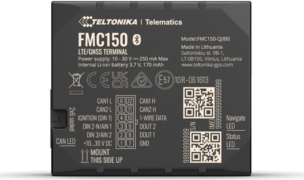 GPS Tracker Teltonika FMC150 Noir 4G LTE avec Capteurs de Données CAN Bus