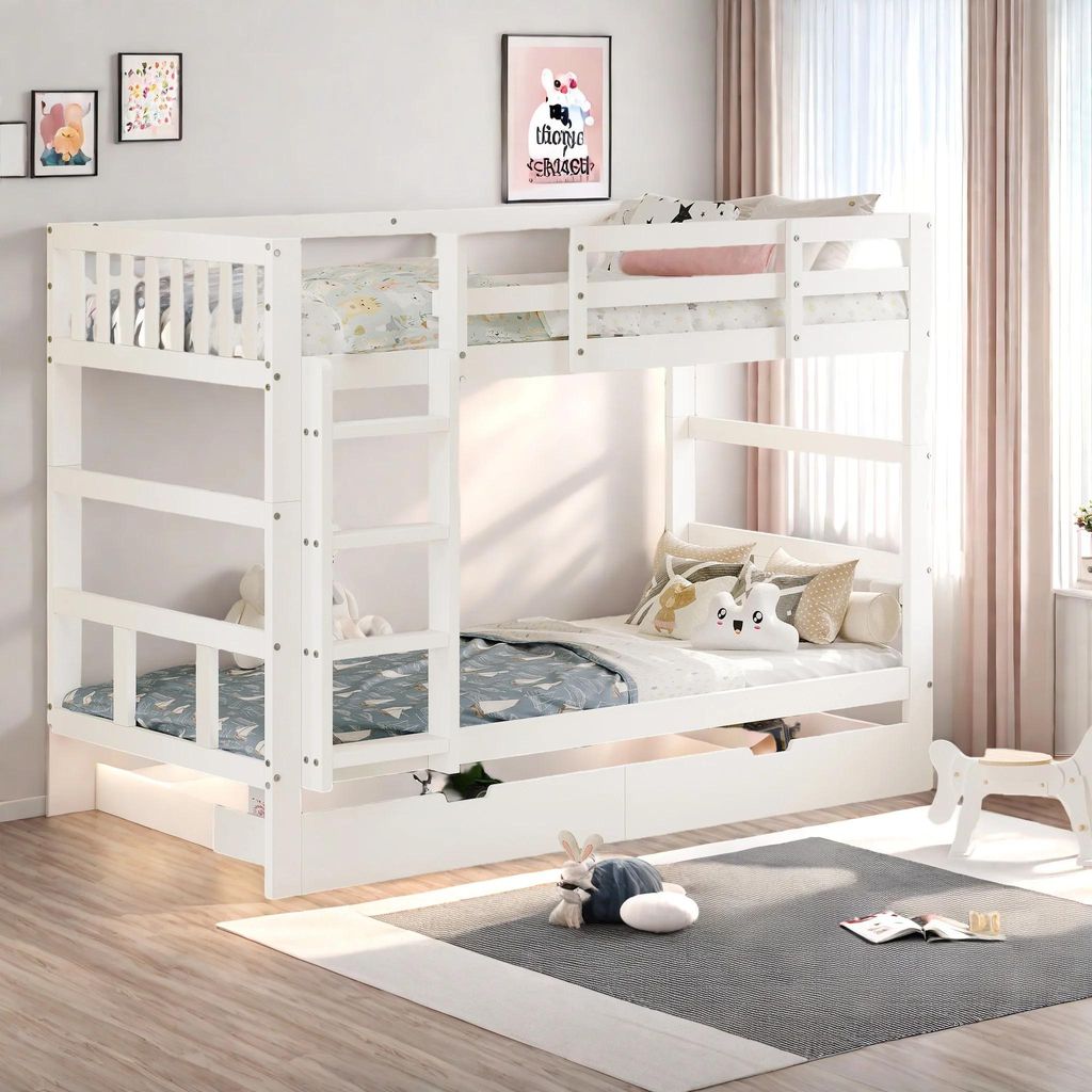 Etagenbett - Bett 140 x 200 cm - Holz - Mit Stauraum - Modernes Design