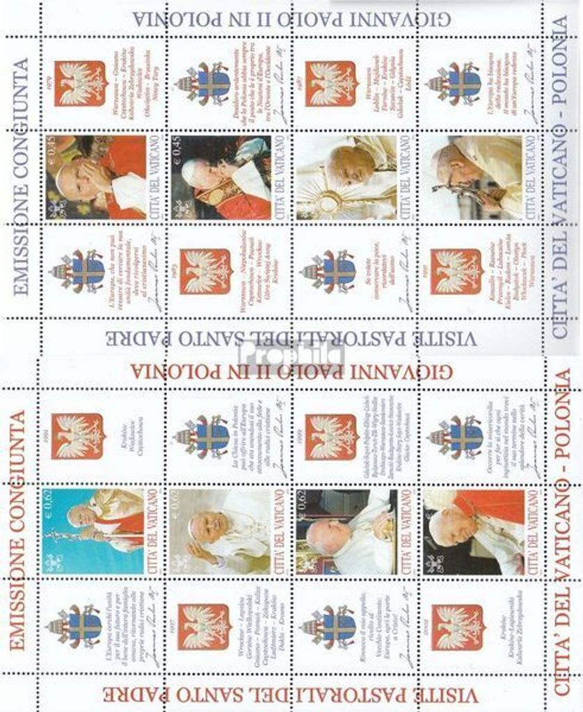 Briefmarken Vatikanstadt 2004 Mi 1474-1481 Kleinbogen (kompl.Ausg.) gestempelt Polenreisen