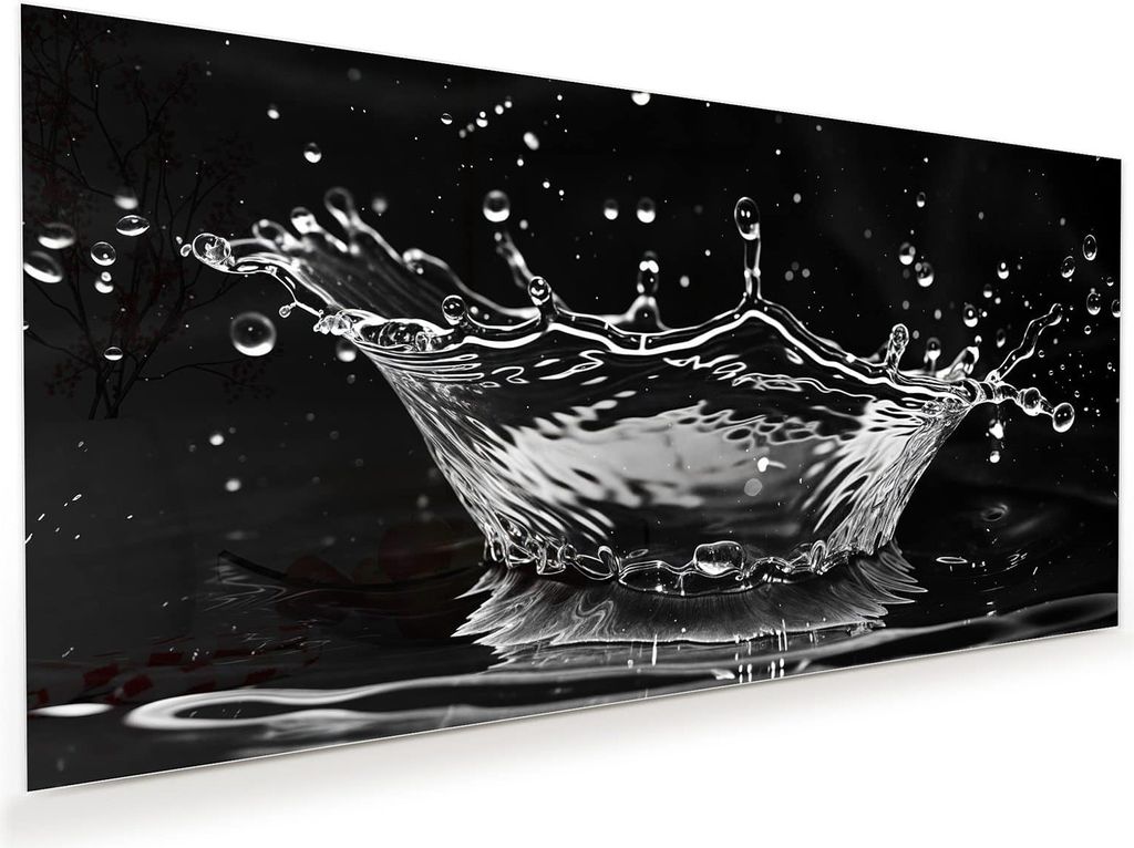 Glasbild 100x50cm in XXL für Wohnzimmer, Schlafzimmer Motiv Wasserspritzer