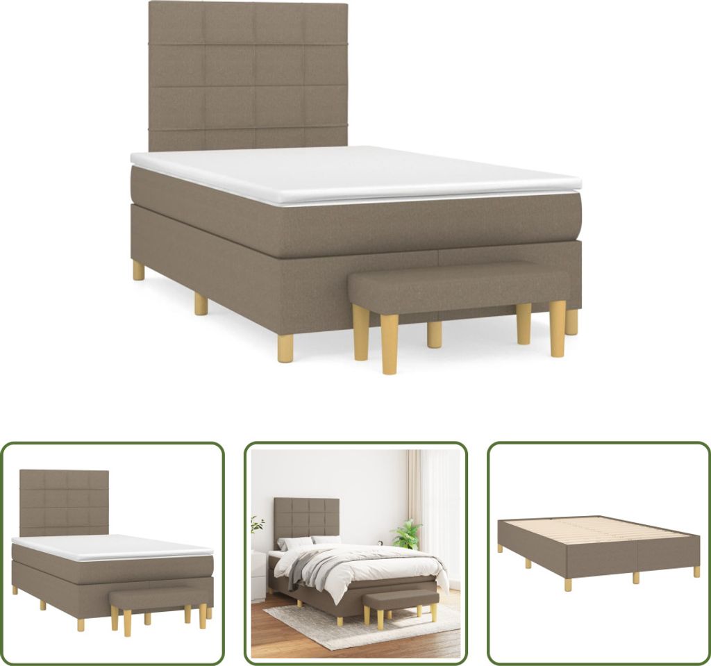 The Living Store Boxspringbett mit Matratze Taupe 120x190 cm Stoff