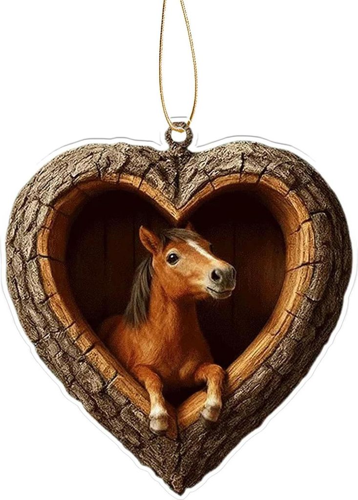 Herzförmiger Tier-Weihnachtsbaumschmuck, 2D-Acryl-Waldtier-Dekoration, Waldtier-Anhänger für den Weihnachtsbaum, Geschenk für Tierliebhaber