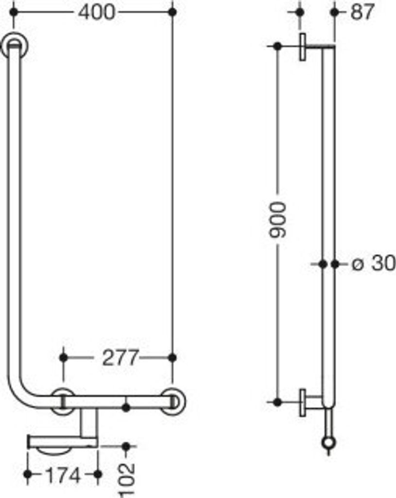 HEWI 900.22.14160 SC Winkelgriff, d:30, PRH, A1:900,