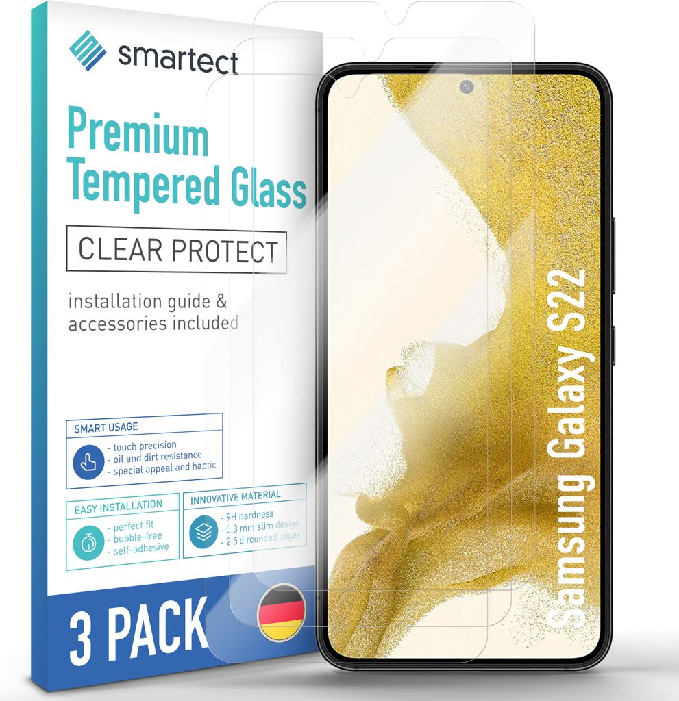 3x Schutzglas Panzerfolie Klar für Samsung Galaxy S22 Produktbild 