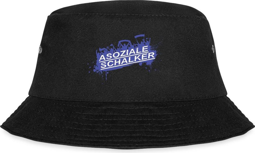 Spreadshirt Asoziale Schalker Fan Design Schalke Fußball Fischerhut, S/M (Caps), Schwarz