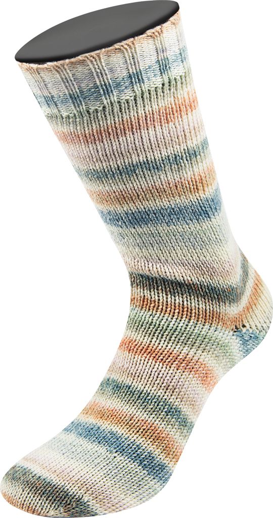 Lana Grossa - Cool Wool 4 Socks Print 7768 nougat natur hellgrau graugrün grünbeige lachs blassrosa blaugrau