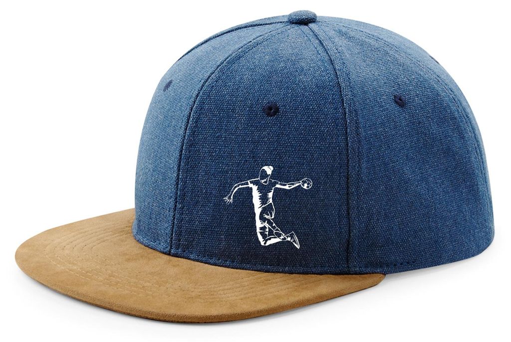 Huuraa Cappy Mütze Handball Silhouette Denim Baumwolle und Polyester Snapback Kappe Geschenkidee