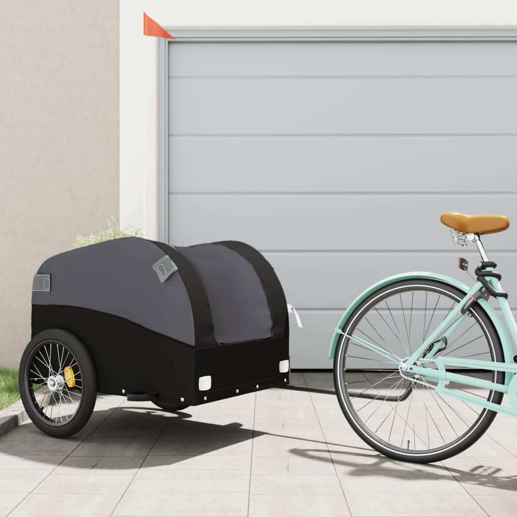 Fahrradanhänger Lastenanhänger Transportanhänger Schwarz 45 kg Eisen 94136