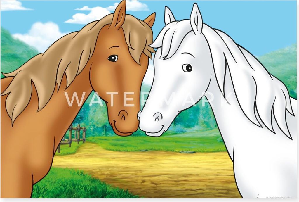 Spreadshirt Bibi und Tina Pferde Amadeus und Sabrina Poster 30x20 cm, One size, Weiß