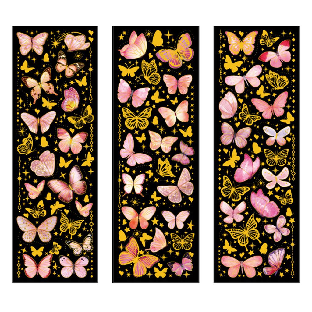 3 PCs Schmetterlinge Aufkleber glänzend Vintage wasserdichte große klebrige abnehmbare dekorative, tränenfante Telefon Kühlschrank Aufkleber Sc...