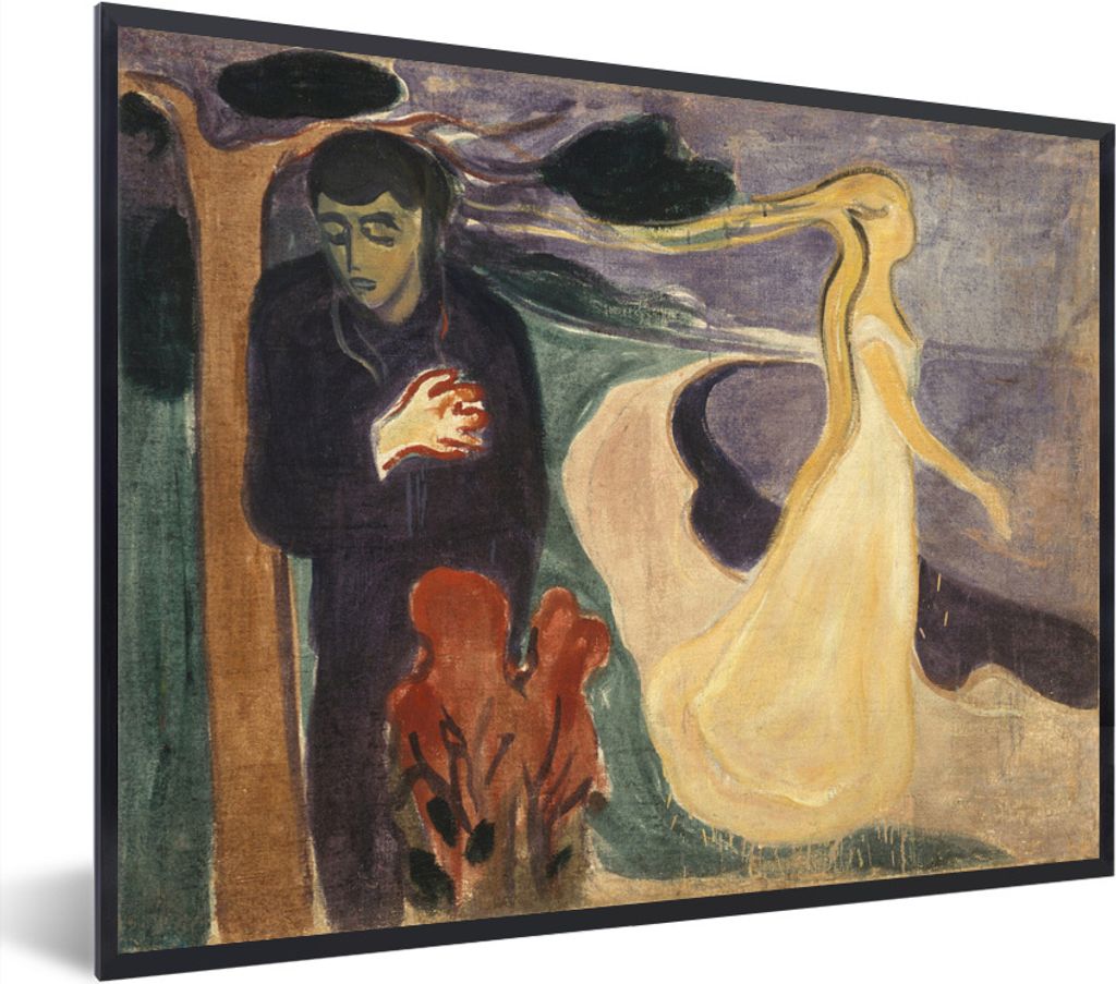 MuchoWow MuchoWow Gerahmtes Poster Trennung - Edvard Munch 80x60 cm - Poster mit zchwarzem Bilderrahmen - Schwarzem - Mit Gestell