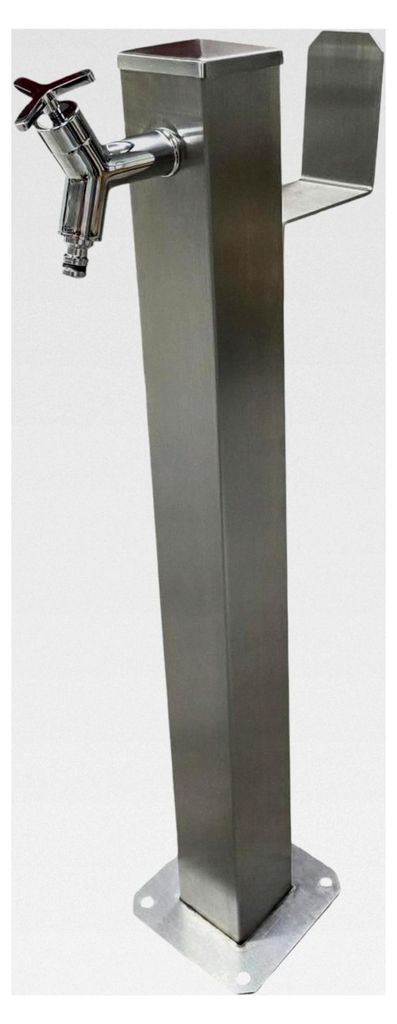 Edelstahl Wassersäule 3/4" Zoll 80 cm mit Schlauchhalter und Wasserverteiler