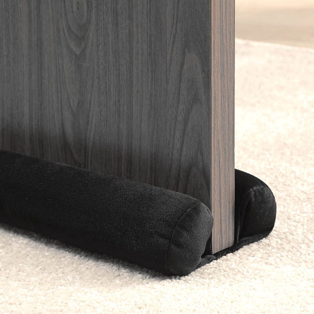 VOSSBACH Mikrofaser Tür Zugluftstopper Schwarz mit Doppeldichtung Türdichtung Türisolierung Dichtung Isolierung Windstopper